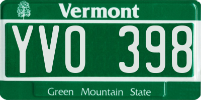 VT license plate YVO398