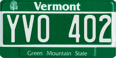 VT license plate YVO402