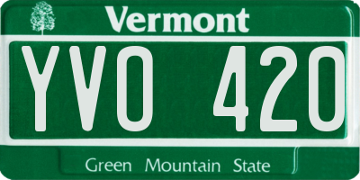 VT license plate YVO420
