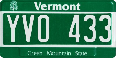 VT license plate YVO433