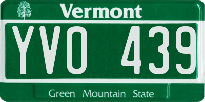 VT license plate YVO439