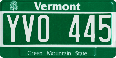 VT license plate YVO445
