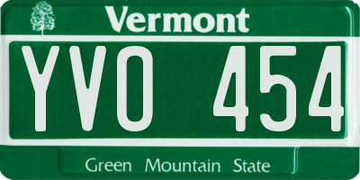 VT license plate YVO454
