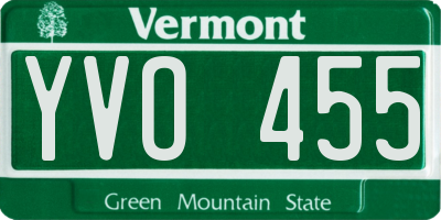VT license plate YVO455