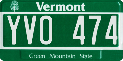 VT license plate YVO474