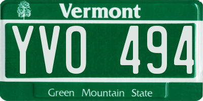 VT license plate YVO494