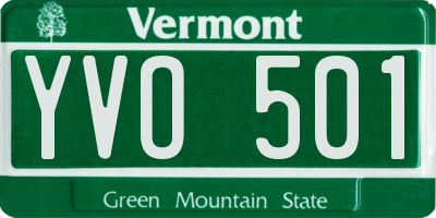 VT license plate YVO501