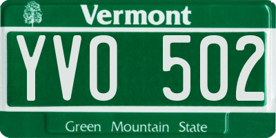 VT license plate YVO502