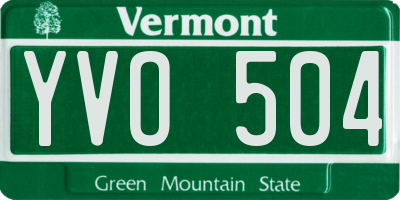 VT license plate YVO504