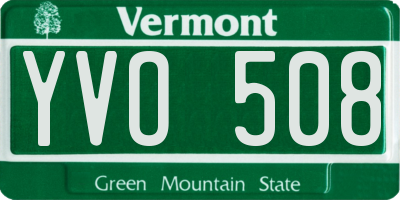 VT license plate YVO508