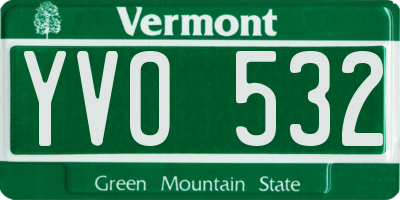 VT license plate YVO532