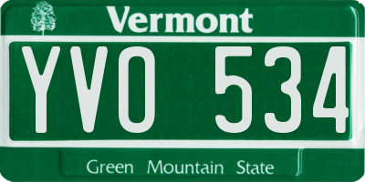 VT license plate YVO534