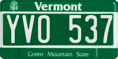 VT license plate YVO537