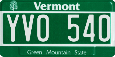 VT license plate YVO540