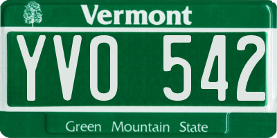 VT license plate YVO542