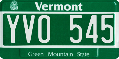 VT license plate YVO545