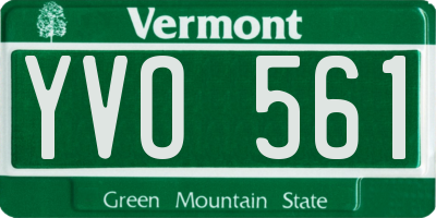 VT license plate YVO561