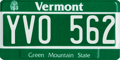 VT license plate YVO562