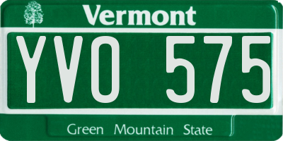VT license plate YVO575