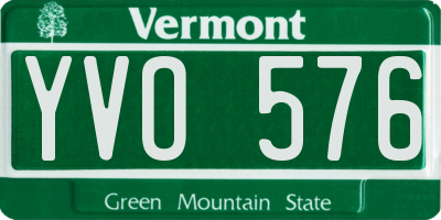 VT license plate YVO576