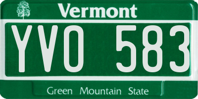 VT license plate YVO583