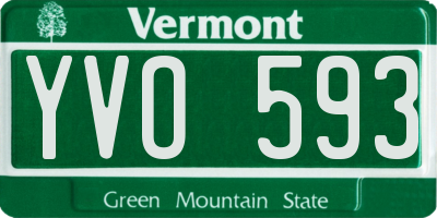 VT license plate YVO593