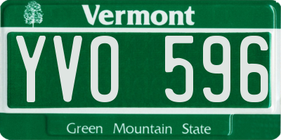 VT license plate YVO596