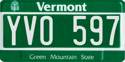 VT license plate YVO597