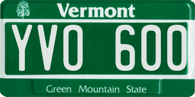 VT license plate YVO600