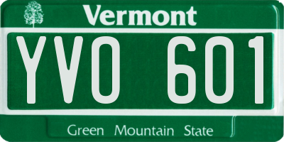 VT license plate YVO601