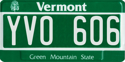 VT license plate YVO606