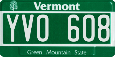 VT license plate YVO608