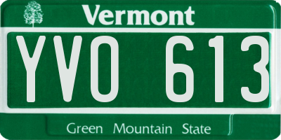 VT license plate YVO613