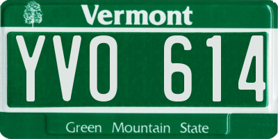 VT license plate YVO614