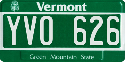 VT license plate YVO626