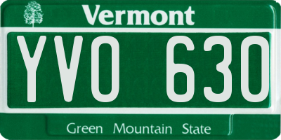 VT license plate YVO630