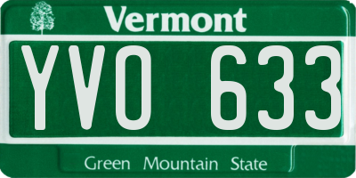 VT license plate YVO633