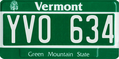 VT license plate YVO634