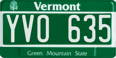 VT license plate YVO635