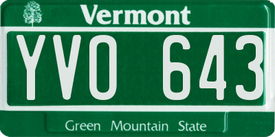 VT license plate YVO643