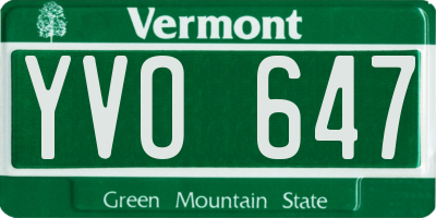 VT license plate YVO647
