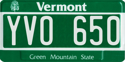 VT license plate YVO650