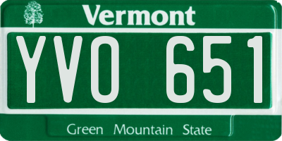 VT license plate YVO651