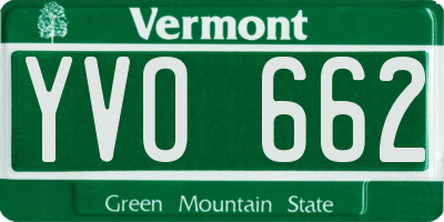 VT license plate YVO662