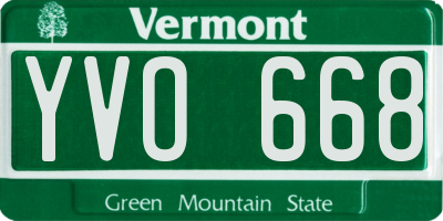VT license plate YVO668