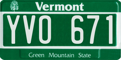 VT license plate YVO671