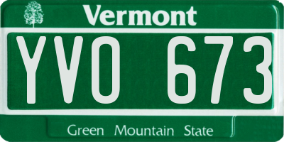VT license plate YVO673
