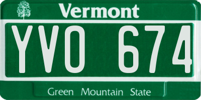 VT license plate YVO674
