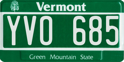 VT license plate YVO685