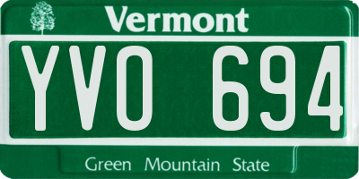 VT license plate YVO694